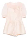 Elisabetta Franchi La Mia Bambina Floral-appliqué Playsuit In Pink