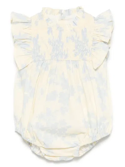Elisabetta Franchi La Mia Bambina Babies' Floral-print Body In Yellow