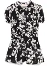 Elisabetta Franchi La Mia Bambina Floral-print Playsuit In Black
