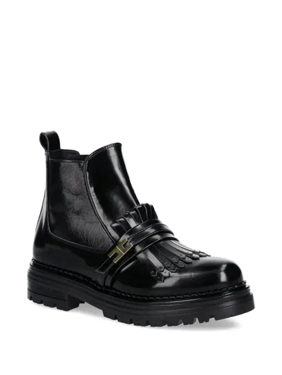 Elisabetta Franchi La Mia Bambina Kids' Fringe-detail Ankle Boots In Black