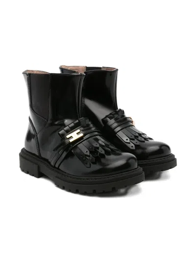 Elisabetta Franchi La Mia Bambina Kids' Fringe-detail Boots In Black