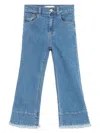 Shop Elisabetta Franchi La Mia Bambina Fringe-detail Jeans In Blue