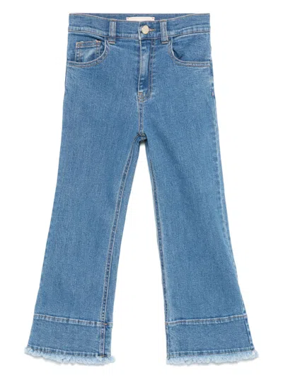 Elisabetta Franchi La Mia Bambina Kids' Fringe-detail Jeans In Blue