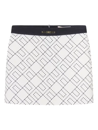 Elisabetta Franchi La Mia Bambina Kids' Geometric Crepe Skirt In White