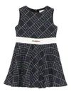 Elisabetta Franchi La Mia Bambina Geometric-print Flared Dress In Black