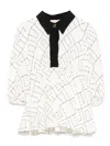 Elisabetta Franchi La Mia Bambina Geometric-print Puff-sleeve Dress In White