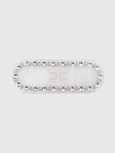 Elisabetta Franchi La Mia Bambina Girl's Hair Clip With Rhinestones And Logo In Metallic