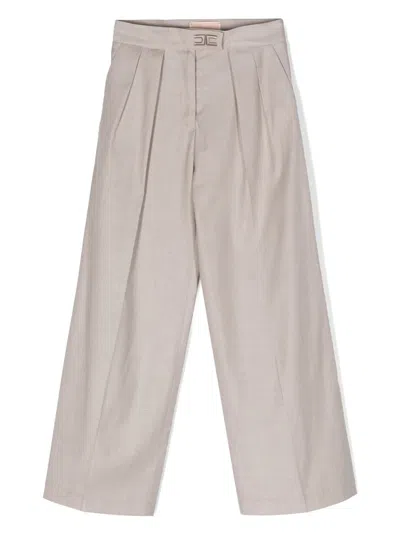 Elisabetta Franchi La Mia Bambina Kids' High-waist Palazzo Trousers In Neutrals