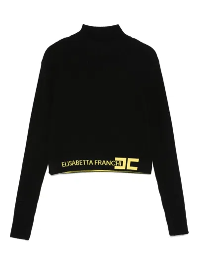 Elisabetta Franchi La Mia Bambina Kids' Intarsia-knit Logo Sweater In Black