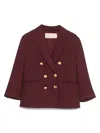 Elisabetta Franchi La Mia Bambina Double-breasted Blazer In Bordeaux