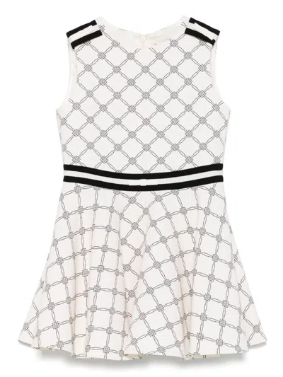 Elisabetta Franchi La Mia Bambina Kids' Jacquard-logo Dress In Butter