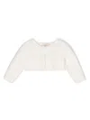 Elisabetta Franchi La Mia Bambina Knitted Cotton Cardigan In Neutrals