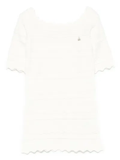 Elisabetta Franchi La Mia Bambina Kids' Knitted Dress In White