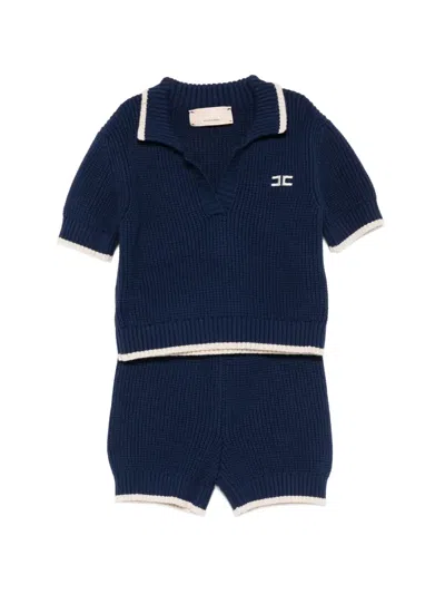 Elisabetta Franchi La Mia Bambina Kids' Knitted Shorts Set (set Of Two) In Blue
