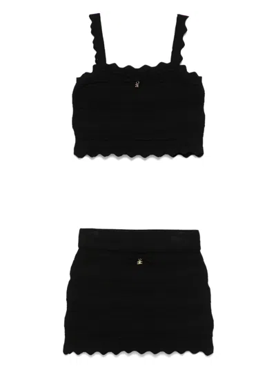 Elisabetta Franchi La Mia Bambina Kids' Knitted Skirt Set In Black
