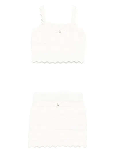 Elisabetta Franchi La Mia Bambina Kids' Knitted Skirt Set In White