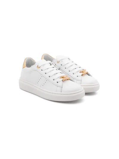 Elisabetta Franchi La Mia Bambina Kids' Lace-up Leather Sneakers In 白色