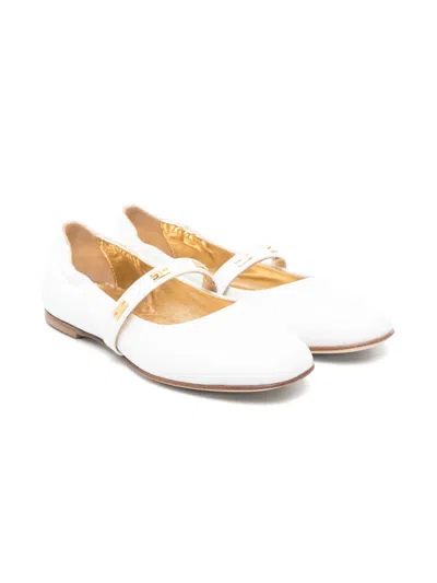 Elisabetta Franchi La Mia Bambina Kids' Leather Ballerinas In White