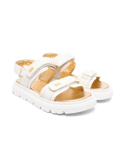 Elisabetta Franchi La Mia Bambina Kids' Leather Sandals In Neutrals