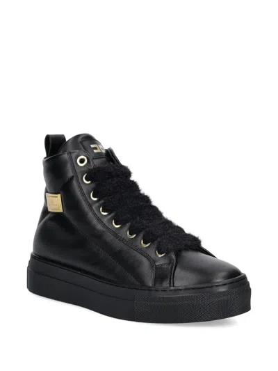 Elisabetta Franchi La Mia Bambina Kids' Leather Sneakers In Black