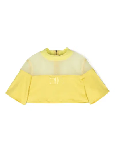 Elisabetta Franchi La Mia Bambina Kids' Logo-appliqué Cropped Top In Yellow