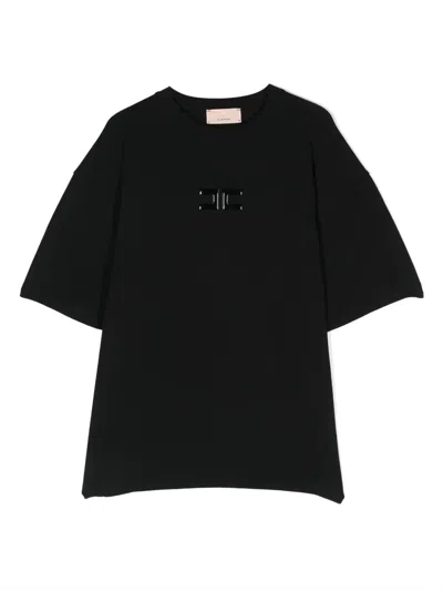Elisabetta Franchi La Mia Bambina Kids' Logo-appliqué T-shirt In Black