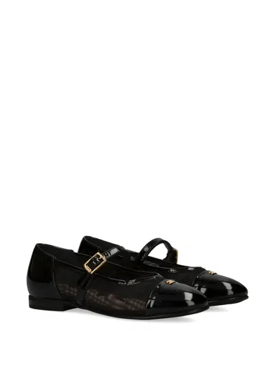Elisabetta Franchi La Mia Bambina Kids' Logo-detail Ballerina In Black