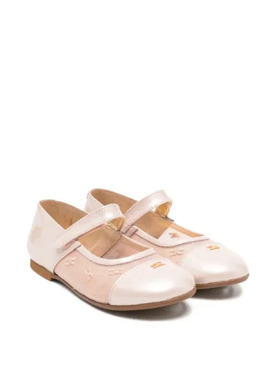 Elisabetta Franchi La Mia Bambina Kids' Logo-detail Ballerina Shoes In Pink