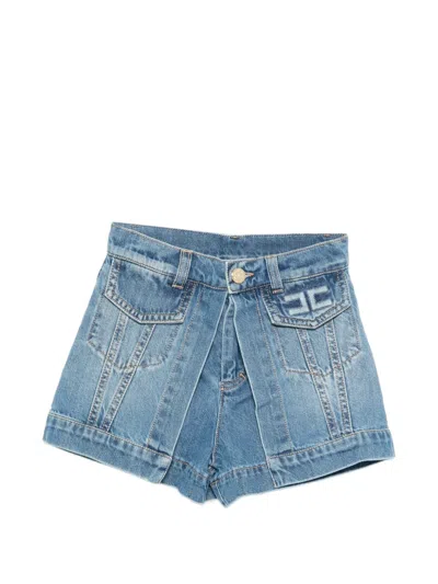 Elisabetta Franchi La Mia Bambina Kids' Logo-detail Denim Shorts In Blue
