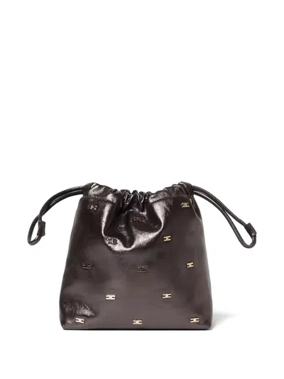 Elisabetta Franchi La Mia Bambina Kids' Logo Detail Drawstring Crossbody Bag In Brown