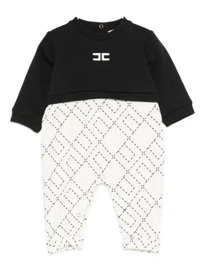 Elisabetta Franchi La Mia Bambina Babies' Logo-detail Geometric-pattern Jumpsuit In Black