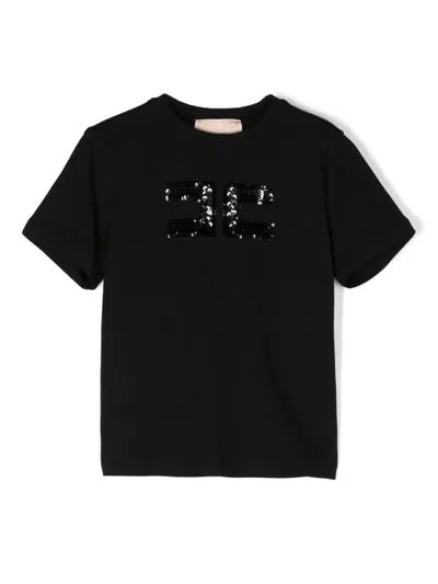 Elisabetta Franchi La Mia Bambina Kids' Logo-embellished T-shirt In Black