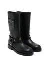 Elisabetta Franchi La Mia Bambina Logo-plaque Boots In Black