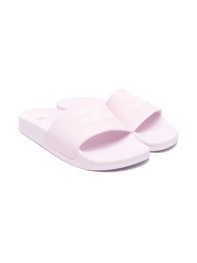 Elisabetta Franchi La Mia Bambina Kids' Logo-embossed Slides In Pink