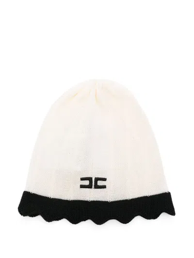 Elisabetta Franchi La Mia Bambina Babies' Logo-embroidered Beanie In Neutrals