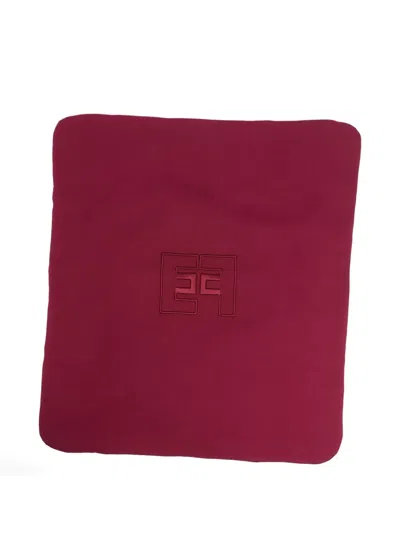 Elisabetta Franchi La Mia Bambina Logo-embroidered Blanket In Pink