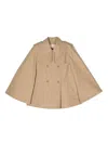 Elisabetta Franchi La Mia Bambina Logo-embroidered Cape In Neutrals