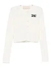 Elisabetta Franchi La Mia Bambina Logo-embroidered Cardigan In White