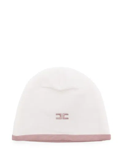 Elisabetta Franchi La Mia Bambina Babies' Logo-embroidered Cotton Beanie In White