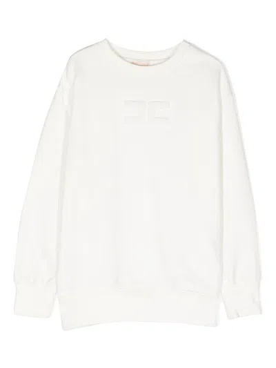 Elisabetta Franchi La Mia Bambina Logo-embroidered Cotton Sweatshirt In Weiss