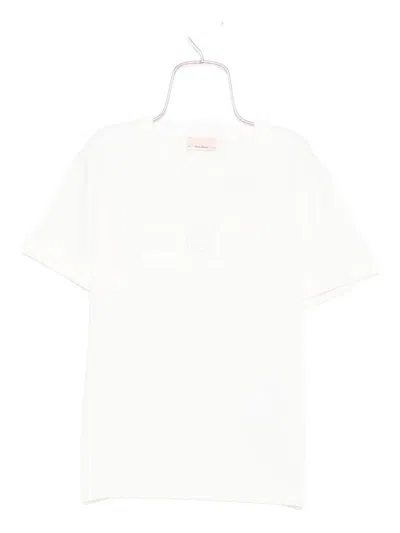 Elisabetta Franchi La Mia Bambina Kids' Logo-embroidered Cotton T-shirt In White