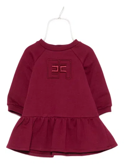 Elisabetta Franchi La Mia Bambina Babies' Logo-embroidered Dress In Burgundy