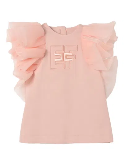 Elisabetta Franchi La Mia Bambina Babies' Logo-embroidered Dress In Pink