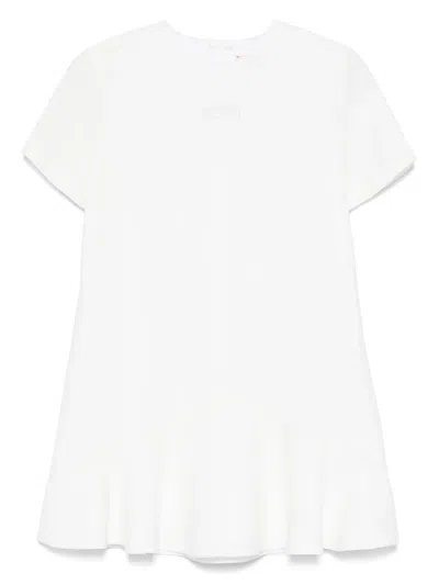 Elisabetta Franchi La Mia Bambina Kids' Logo-embroidered Dress In White