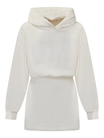 Elisabetta Franchi La Mia Bambina Kids' Logo-embroidered Dress In White