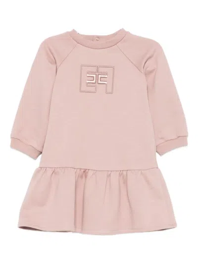ELISABETTA FRANCHI LA MIA BAMBINA LOGO-EMBROIDERED FLARED DRESS