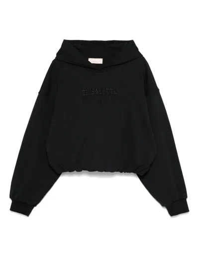 Elisabetta Franchi La Mia Bambina Kids' Logo-embroidered Hoodie In Black
