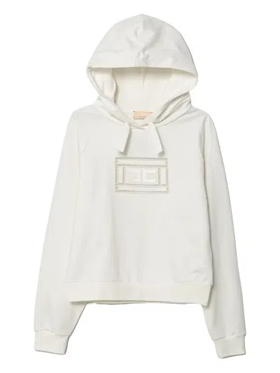 Elisabetta Franchi La Mia Bambina Kids' Logo-embroidered Hoodie In Neutral