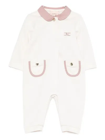 Elisabetta Franchi La Mia Bambina Babies' Logo-embroidered Jumpsuit In White