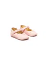 Elisabetta Franchi La Mia Bambina Logo-embroidered Leather Crib Shoes In 粉色